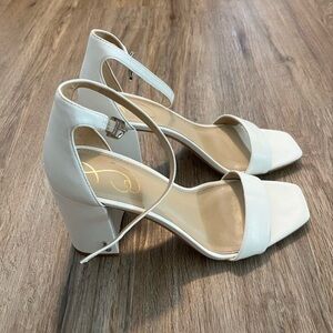 Elegant White Block Heel Sandals